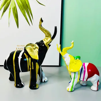 Otthon Élő Dekor Asztal Dekoráció Kreatív Színes Elefánt Kézműves Modern Belső Szobában, TV Szekrény Dísz Díszítő Figura