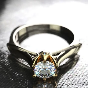 1 Karátos Gyönyörű Hat Karmok Csillogó Gyémánt Utánzat Pár Gyűrűt, a Nők, Férfiak, Luxus Márka Rozsdamentes Acél Menyasszony Ékszerek