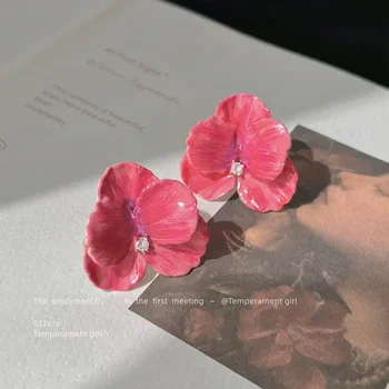 Romantikus, Finom rózsaszín Virág Fülbevaló - Elegáns 925 Sterling Ezüst csapok ékszerek Nők