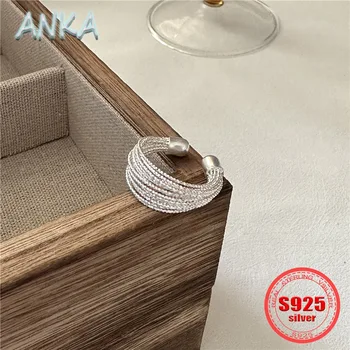 ANKA ÚJ S925 Ezüst Többrétegű Vonal Kézzel készített Női Gyűrű Egyszerű Divatos Gyűrű Ezüst Ékszer Nagykereskedelem