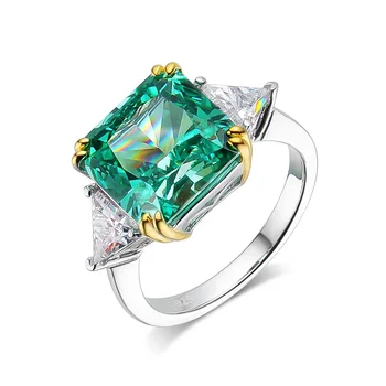 Vágy 925 Sterling Ezüst 10*10mm Smaragd Magas Szén-dioxid-Gyémánt Gyűrű A Nők, Habzó Esküvői Finom Ékszerek Nagykereskedelmi Ajándék