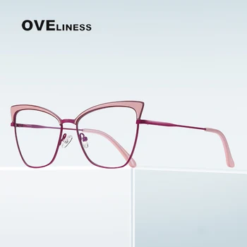 Új Divat Számítógépes szemüveg Vintage Luxus Márka macska szem szemöldök anti kék fény olvasó szemüveg nők távollátás szemüveg